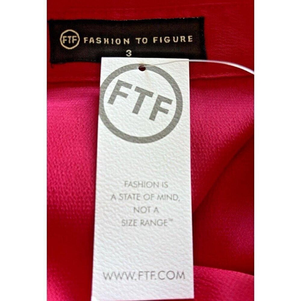 Fashion To Figure +3 Rose Pink Satin Button Down Collar Pocket Long Sleeve Shirt — image 6 of 6